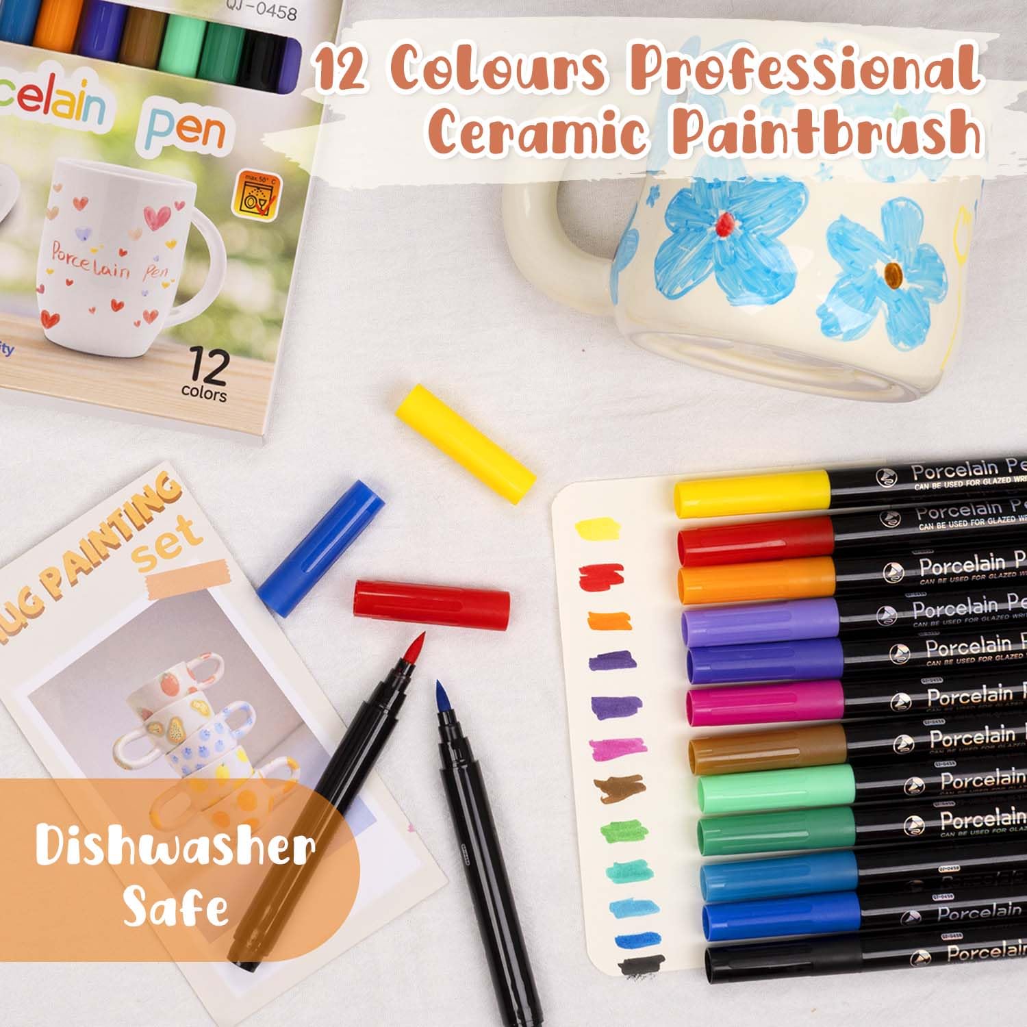 KKSJK Kit Pittura Ceramica, Tazze da Dipingere con Manico, Coperchio e Cucchiaio, Include Tazze e Vernice Ceramica, Dipingi la Tua Tazza, Set Fai da Te per Adulti Coppia