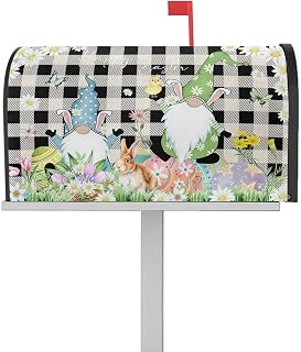 Mailbox Cover Magnetic Easter Gnome Easter Egg Rabbit Spring Flower Mailbox Covers Standard Size 21x18in,Mailbox Covers Wrap Post Letter Box Cover for Garden Yard Butterfly Retro Black Buffalo Plaid