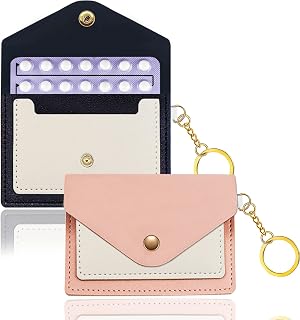 2 Pack Birth Control Pill Case Sleeve Packet 4.3 X 3 Inch Wallet Pu Leather Medicine Holder Privacy Protection Birth Control Pill Pouch Contraceptive Medicine Holder