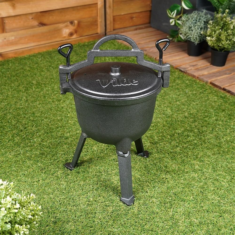 CAST LINE emaliowany żeliwny kocioł 4 l, na nogach, z pokrywką, kociołek na ognisko, kociołek typu Dutch Oven do ogrodu, na kemping i do grillowania