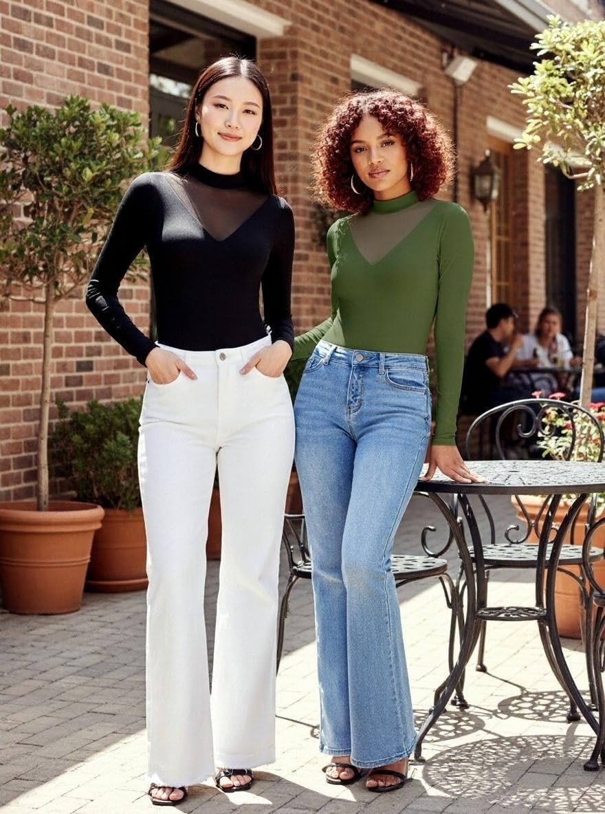 Avidlove Bodysuits for Women Long Sleeve Going Out Tops Mock Turtleneck Body Suits Double Lined Leotard Shirts - Image 4