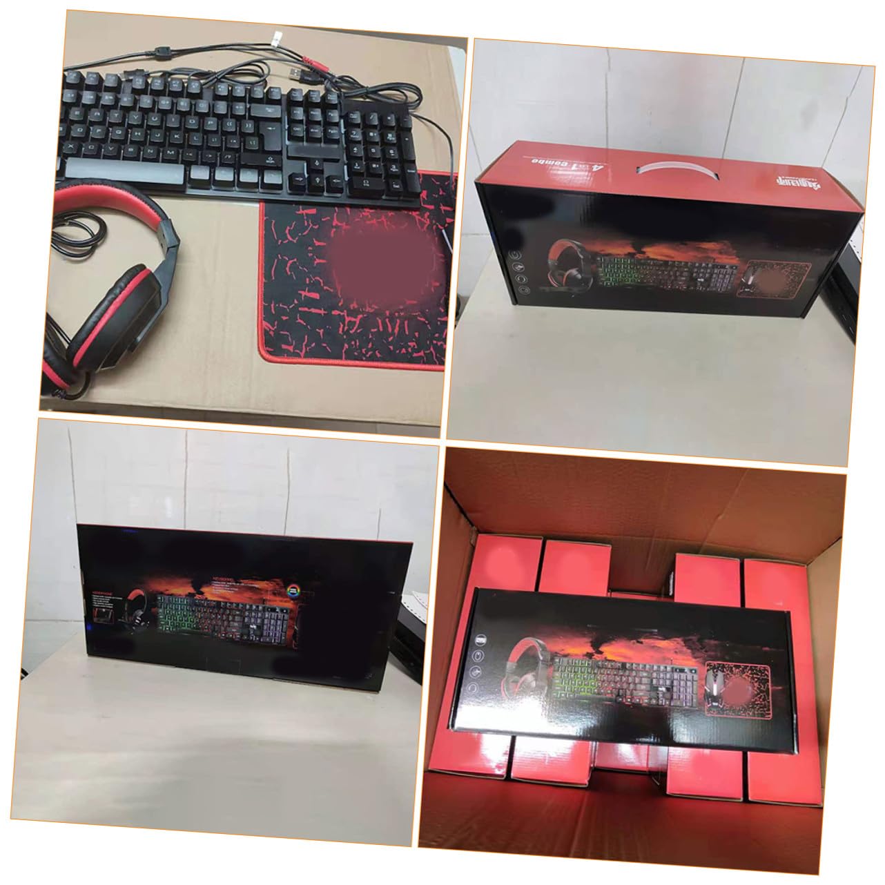 Pack Teclado y Ratón Gaming con Auriculares y Alfombrilla, Iluminación RGB, Material ABS, Diseño Ergonómico para Juegos