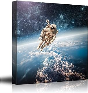 Coraggioso astronauta che fluttua nello spazio con vista sul pianeta Terra Arte su tela Home Art Stampa su tela su tela