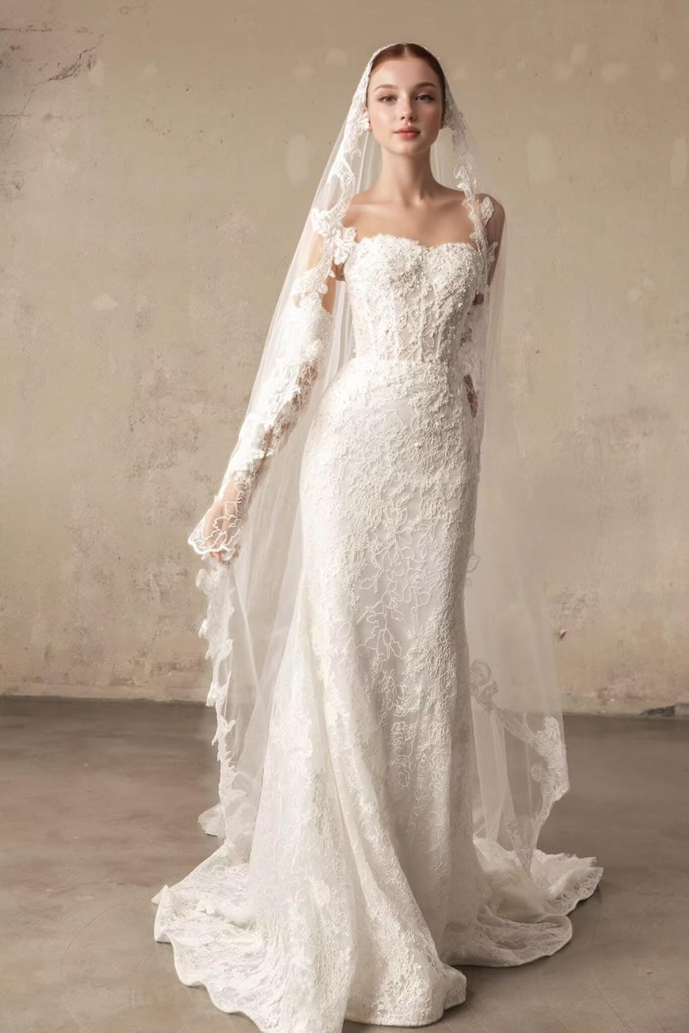 Mermaid Strapless Wedding Dress for Bride Satin Lace Applique Backless Bodycon Bridal Gowns