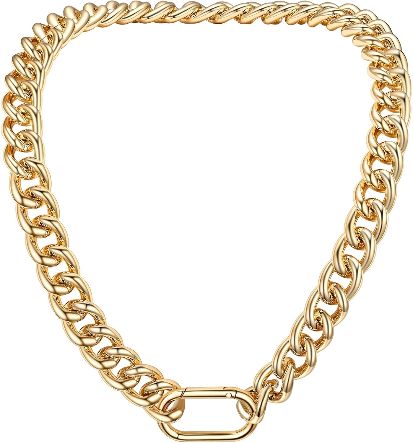 Chunky Gold Necklace for Women, 14K Gold Cuban Chain with Oval Spring Ring, 13MM/16MM/23MM 14K Gold Plated Womens Gold Chain Necklace Hip Pop Trendy Jewlry Gifts