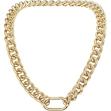Chunky Gold Necklace for Women, 14K Gold Cuban Chain with Oval Spring Ring, 13MM/16MM/23MM 14K Gold Plated Womens Gold Chain Necklace Hip Pop Trendy Jewlry Gifts
