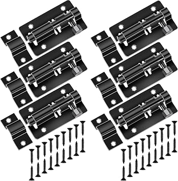 Pack of 6 3 Inch Deadbolt Security Door Bolt Stainless Steel with 36 Screws Sliding Lock Door Bolt Sliding Door Lock Sliding Door Lock Sliding Bolt for All Interior Doors