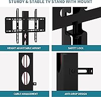 Vista 4 de 63" W TV Stand with Mount for 55,65,75" TV,Entertainment Center with Power Outlet&Led Lights,Height Adjustable TV Console Table with Open Storage