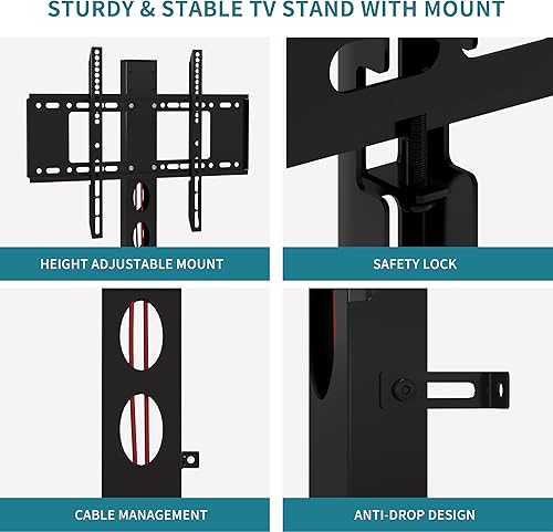 Miniatura 4 de 63" W TV Stand with Mount for 55,65,75" TV,Entertainment Center with Power Outlet&Led Lights,Height Adjustable TV Console Table with Open Storage