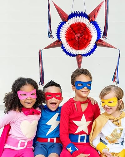 Miniatura 53 de Piñata de estrella mexicana con conos rojos y cuerda de 25 pies, piñata extragrande para adultos o niños, piñata para cumpleaños, decoraciones