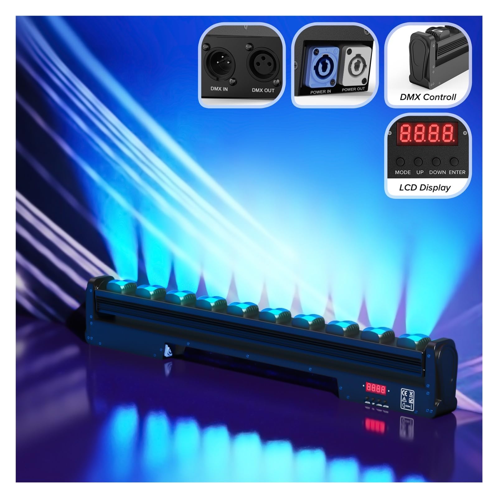 DJ-Lichtleiste, 2 Stück 250 W RGBW Wall Washer Licht, 10 x 25 W LED drehbarer Punktstrahl Moving Head Bühnenlichter for Party KTV Club Bar Hochzeit DJ