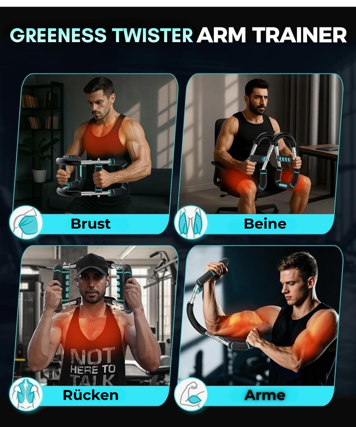 Twister Armtrainer, Einstellbare 5 Widerstandsstufen (18.1-59.0 kg) Brust & Arm Workout Ausrüstung für Männer & Frauen, Ergonomischer Home Gym Krafttrainer mit Anti-Rutsch-Griffen, Blau