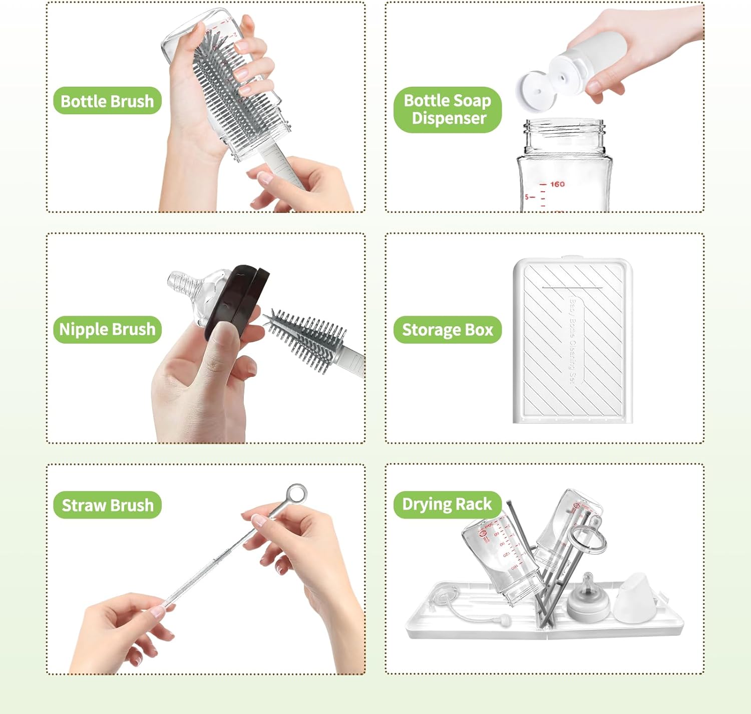 Juego De Cepillos Para Biberones Para Bebés, 2 Piezas, Silic | Envío Gratis