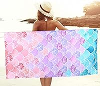 Vista 2 de LIVILAN Toalla de Playa Little Mermaid, 30" x 60" Microfibra Suave, Secado Rápido, Absorbente, Sin Arena, Ligera para Niños, Niñas, Mujeres, Ideal