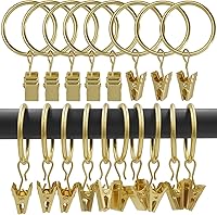 Vista 12 de Paquete de 100 anillos de cortina con clips, ganchos de anillos de clip de cortina, clips colgadores de lazos para colgar cortinas, drapeados