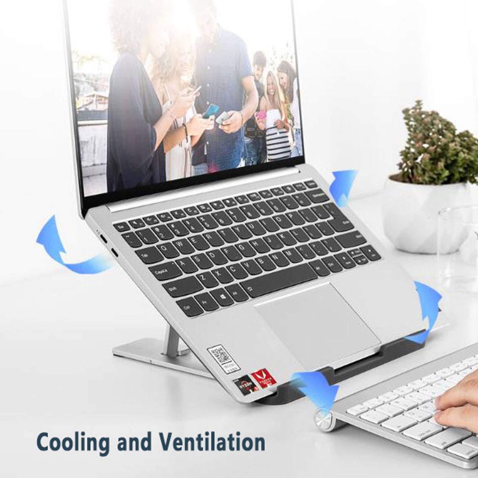 Supporto per Laptop, Supporto per Laptop ventilato Pieghevole in Alluminio Supporto per Notebook ergonomico Portatile Regolabile Adatto per Laptop da 10-15,6 Pollici-Grigio