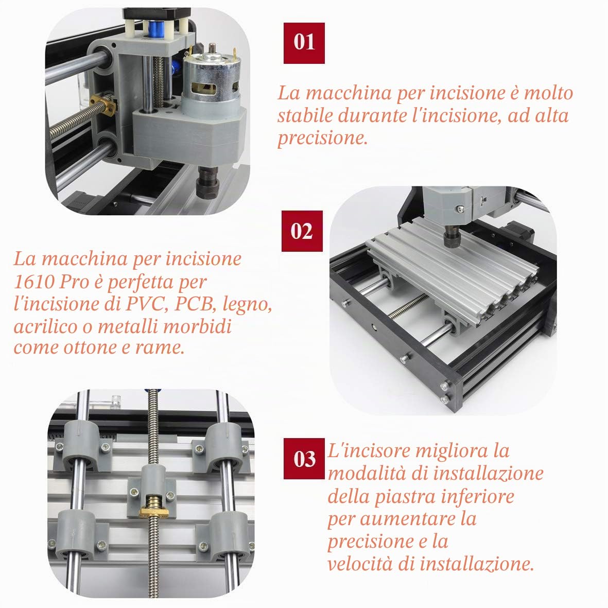 RATTMMOTOR Macchina fresatrice CNC 1610 Pro, macchina per incisione 3 assi, router CNC GRBL, controllo ER11, incisore per legno, PVC, PCB, fresatrice CNC per intaglio fai da te