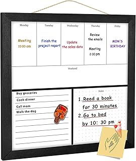Umtiit Weekly Calendar Dry Erase Whiteboard 11.8 x 11.8 inch(30 x 30 cm), Black Wood Frame, Magnetic Surface Whiteboard for Planning/Schedule/School Timetable/Memo(ZLBB-3030BK,US)