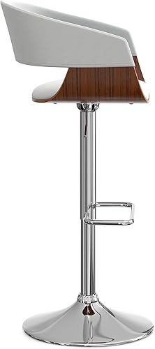 Miniatura 11 de SIMPLIHOME Lowell Taburete de bar giratorio ajustable, silla tapizada de metal de 33 pulgadas de altura del asiento en tela de aspecto de lino gris