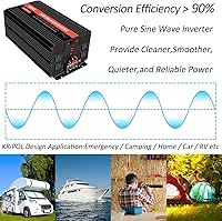Vista 6 de Inversor de onda sinusoidal pura de 3000 W, 12 V CC a 110 V/120 V CA, inversor de corriente para automóvil con 4 salidas de CA y salida USB