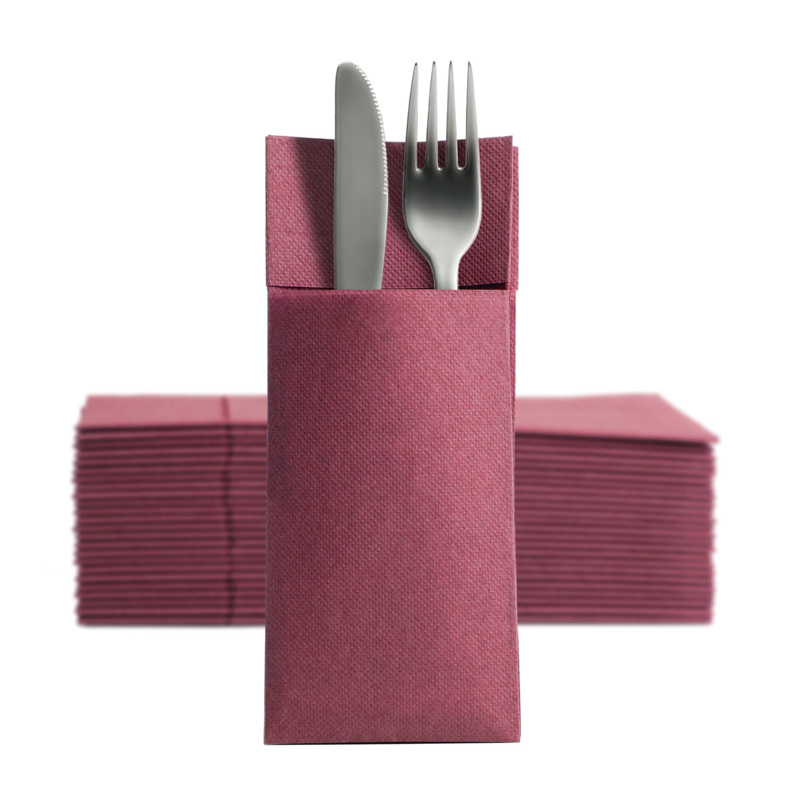 Aroba 1250 miękkich serwetek na sztućce z miękkiego materiału, objętość i struktura, wstępnie złożone serwetki z rozcięciem, 32 x 38 cm, składane, dobrej jakości, bordowa czerwień