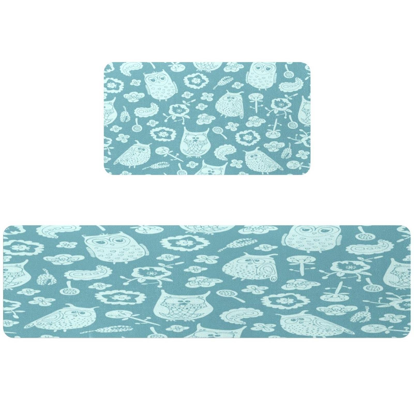 Tapis de cuisine lavable et absorbant lot de 2 tapis de sol antidérapants hiboux