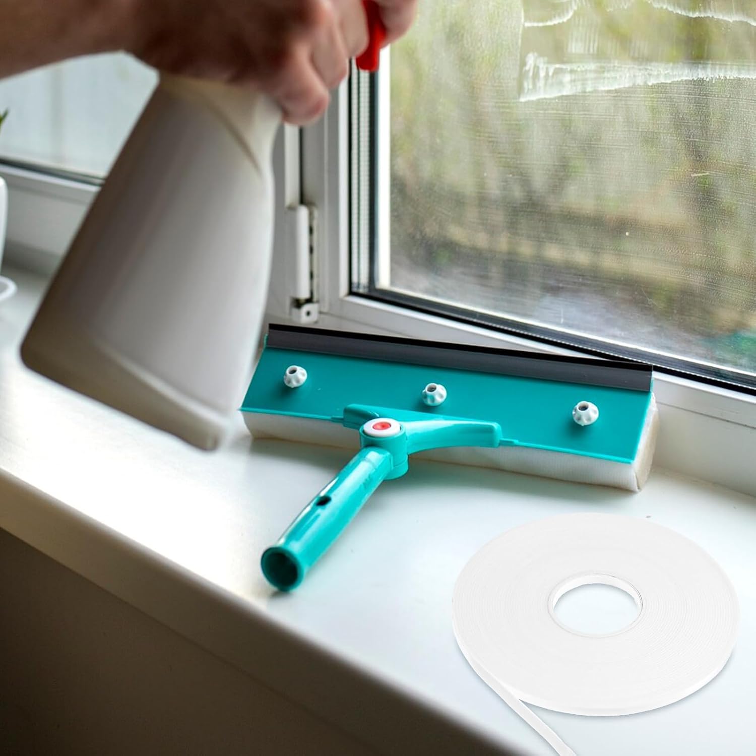 6 Rolls White Double Sided Foam Tape 1/5 Inch by 32.8 Feet, Mounting Tape, Waterproof PE Foam Tapes Wall Tapes Adhesive Strips for Hanging Picture Poster Decor Crafts Alarm Sensors