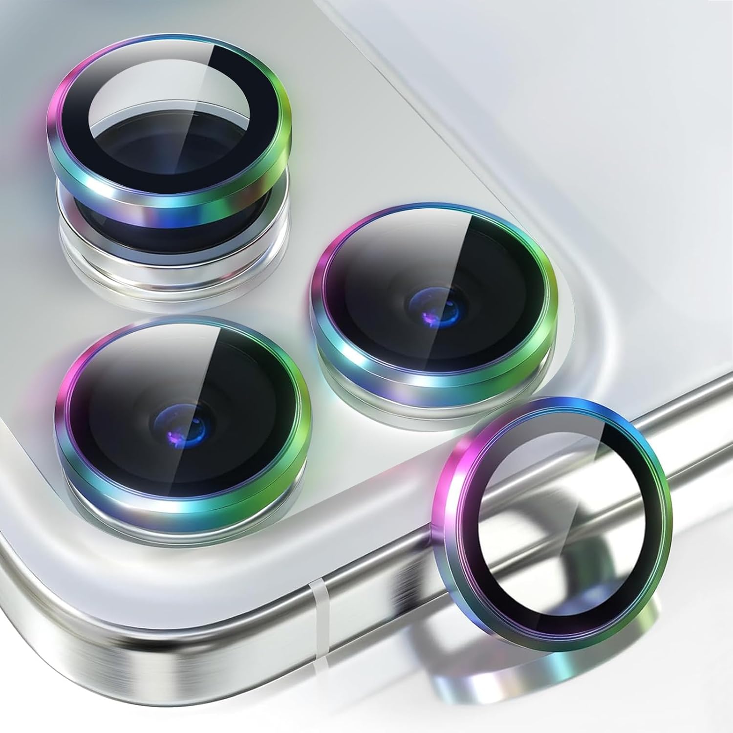 2 Pack Camera Lens Protector for iPhone 17 Pro Max/17 Pro 2025,9H Tempered Glass Scratch Resistant Metal Ring Camera Cover,Case Friendly Camera Screen Protector Accessories,Colorful