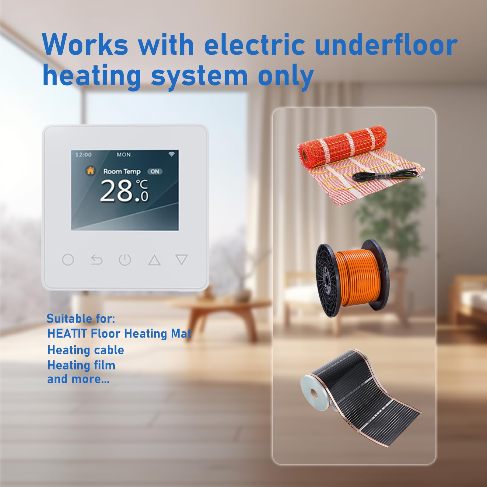 Underfloor Heating Thermostat Digital Temperature Controller Weekly Circulation Programmable Floor Sensor with WiFi