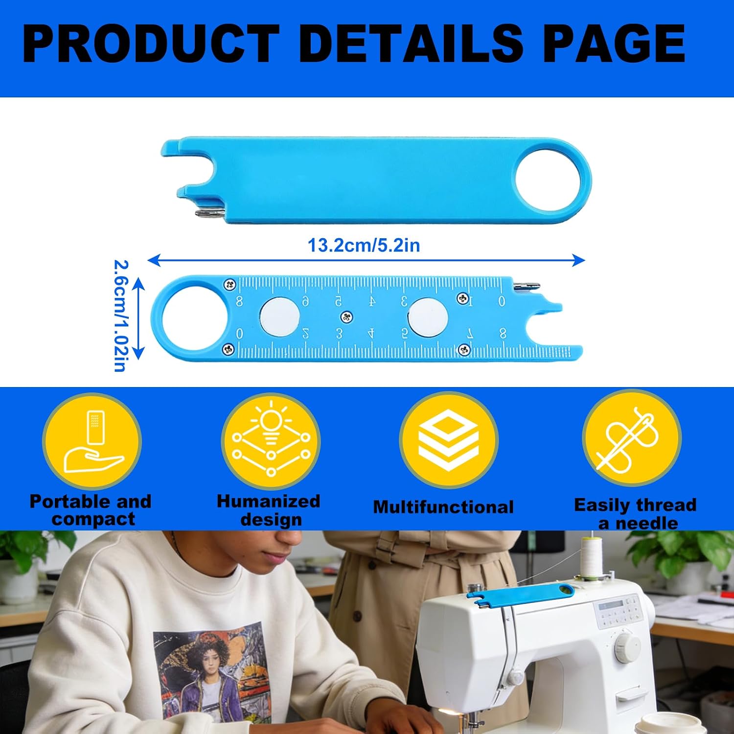 Wshxjzyay 3 Pack Sewing Machine Needle Threader Tool, Sewing Machine Threader, Automatic Sewing Aid, Quick Thread Feature, Machine Needle Accessory, Home Quilting Use for Clothing Craft Tailors Lover