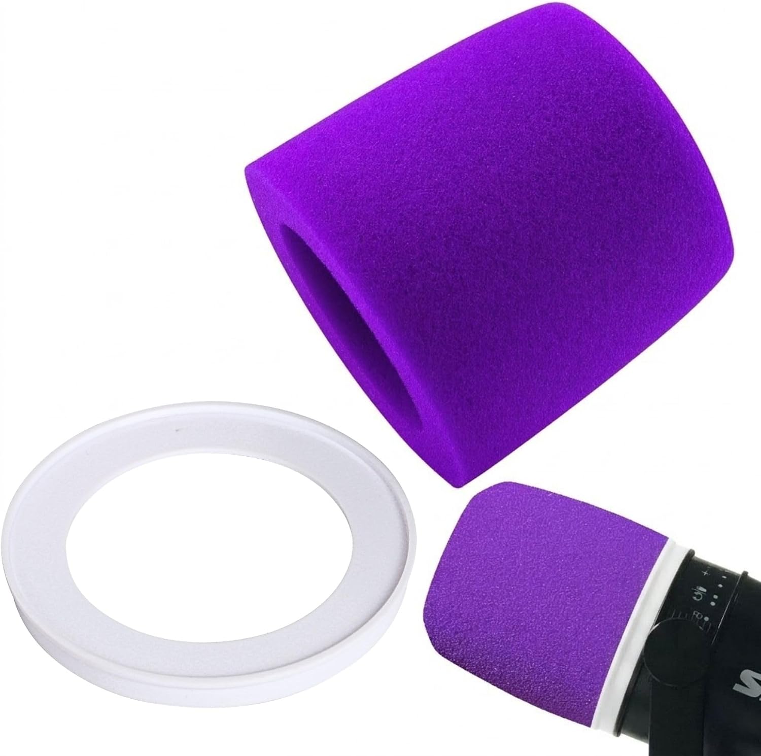 MV7 Foam Cover and Retainer Ring for Shure MV7 Pop Filter High-Density Colored Windscreen for Podcast Streaming Gaming (Violet)