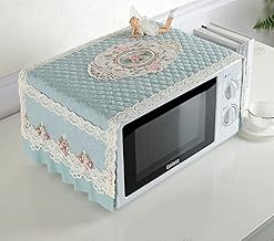 غطاء فرن الميكروويف من الدانتل مقاوم للغبار وحقيبة تخزين؛ مزود بجيبين؛ منظم حامل ادوات المطبخ , مقاس طول 90 سم × عرض 35 سم (ازرق)
