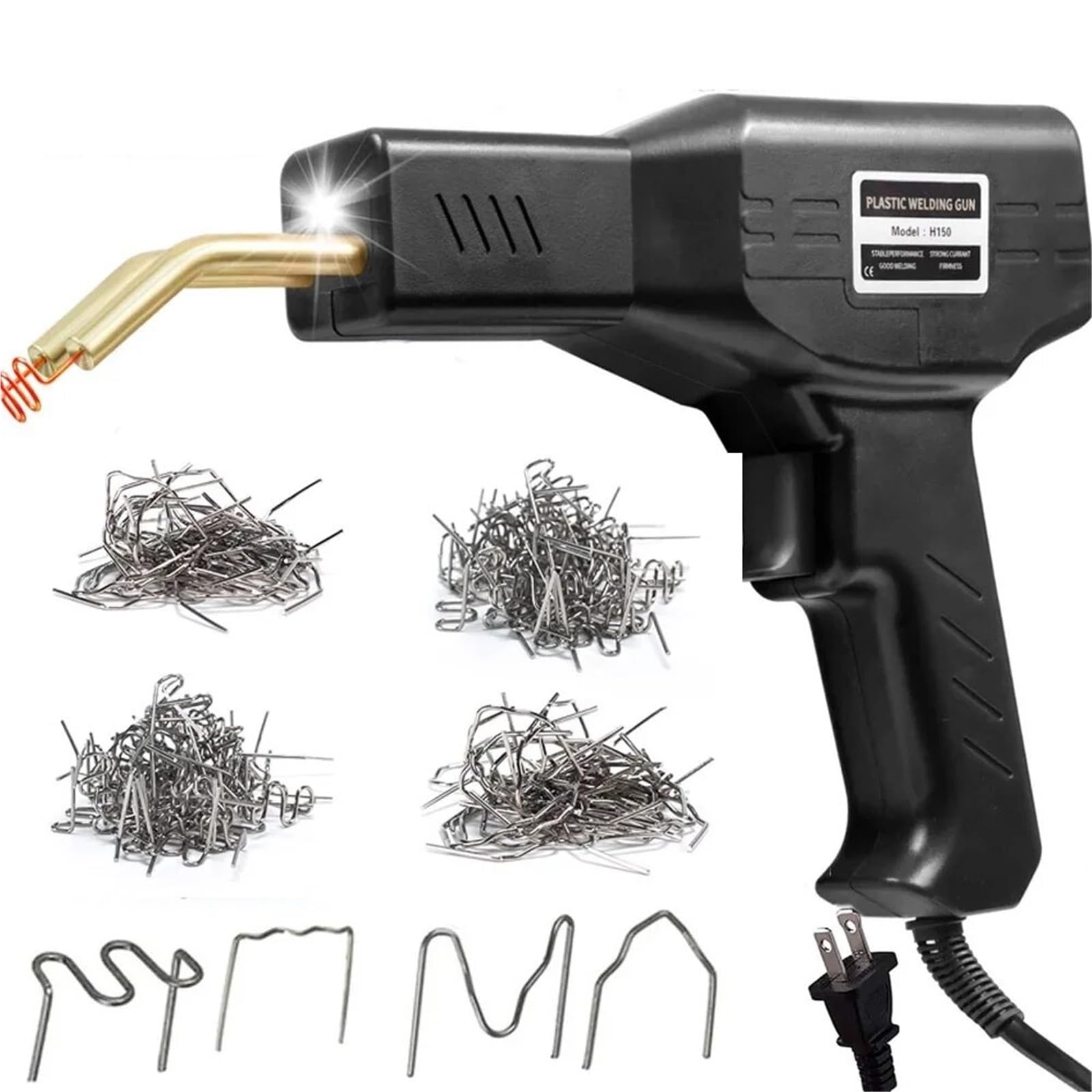 Zgrzewarka do plastiku 50W pistolet do spawania tworzyw sztucznych samochodu 200/1000 szt. Gorące zszywki nadwozia samochodowego zderzak spawanie(Black 200Pcs)