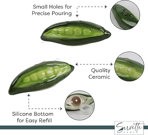 Miniatura 29 de Novedoso juego de salero y pimentero de cerámica, maíz indio Maíz indio,Carrot,Verde (Green Pea),Ketchup y Mostaza,Melocotón,Mini