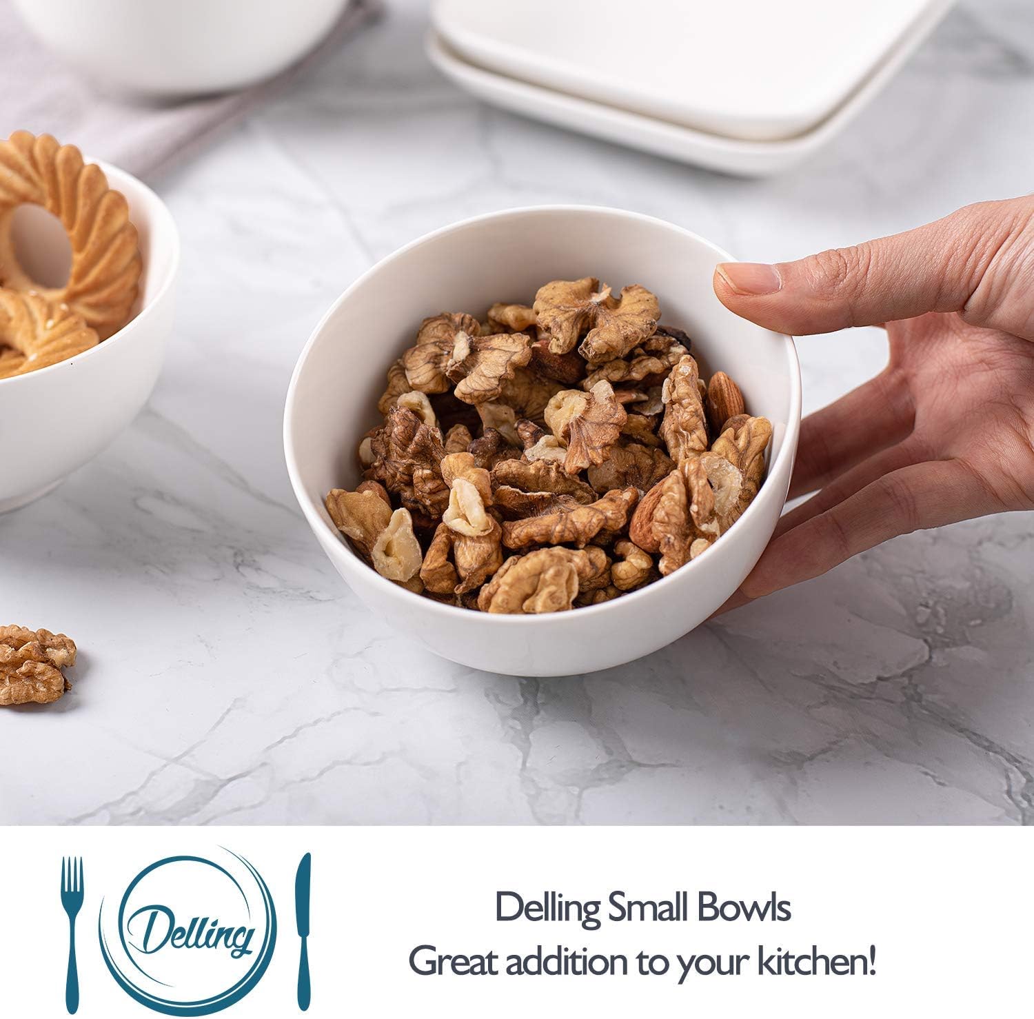 Delling 10oz Porcelain Bowls Set of 6-6 oz Ramekins - Ramekins for Creme Brulee Set of 6