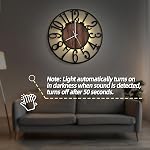 LEIKE Large Wall Clocks with Night Light Battery Operated,Silent Non Ticking,Rustic Modern Big Wood Clock for Living Room, Bedroom,Kitchen,Farmhouse,Office,Home Decor-20 Inch(Black-Arabic Number)