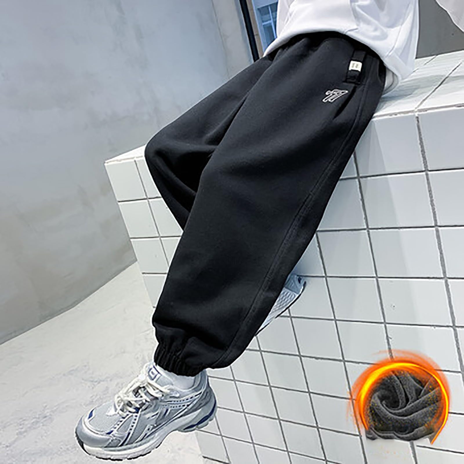 Pantaloni della tuta per ragazzi Bambini Scuola Jog Pantaloni Foderati in Pile Sport Pe Joggers Inverno Pantaloni Caldi Bambini Comfort Morbido Tuta Pantaloni