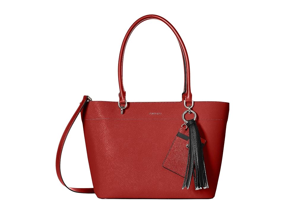 

Calvin Klein Susan Small Saffiano Leather Tote (Red/Sliver Metallic) Tote Handbags