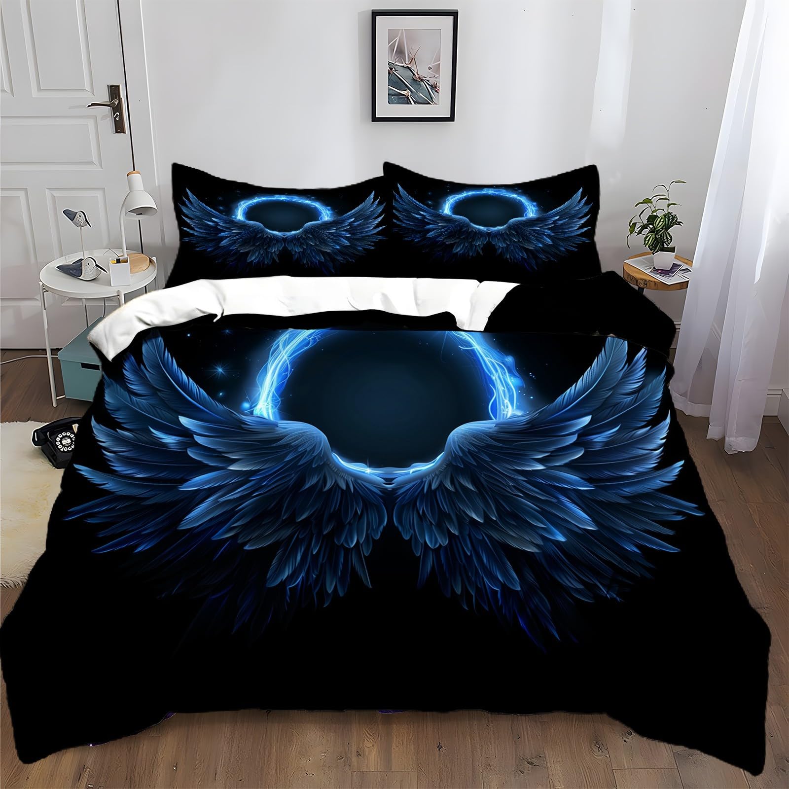 Housse de couette enfant ailes d'ange noires pour une chambre d'ado moderne