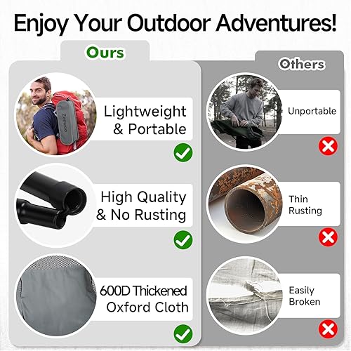 Miniatura 7 de Silla de camping portátil con respaldo alto, mejorada 2025, marco de aleación de aluminio, resistente al óxido y al agua, altura ajustable, malla