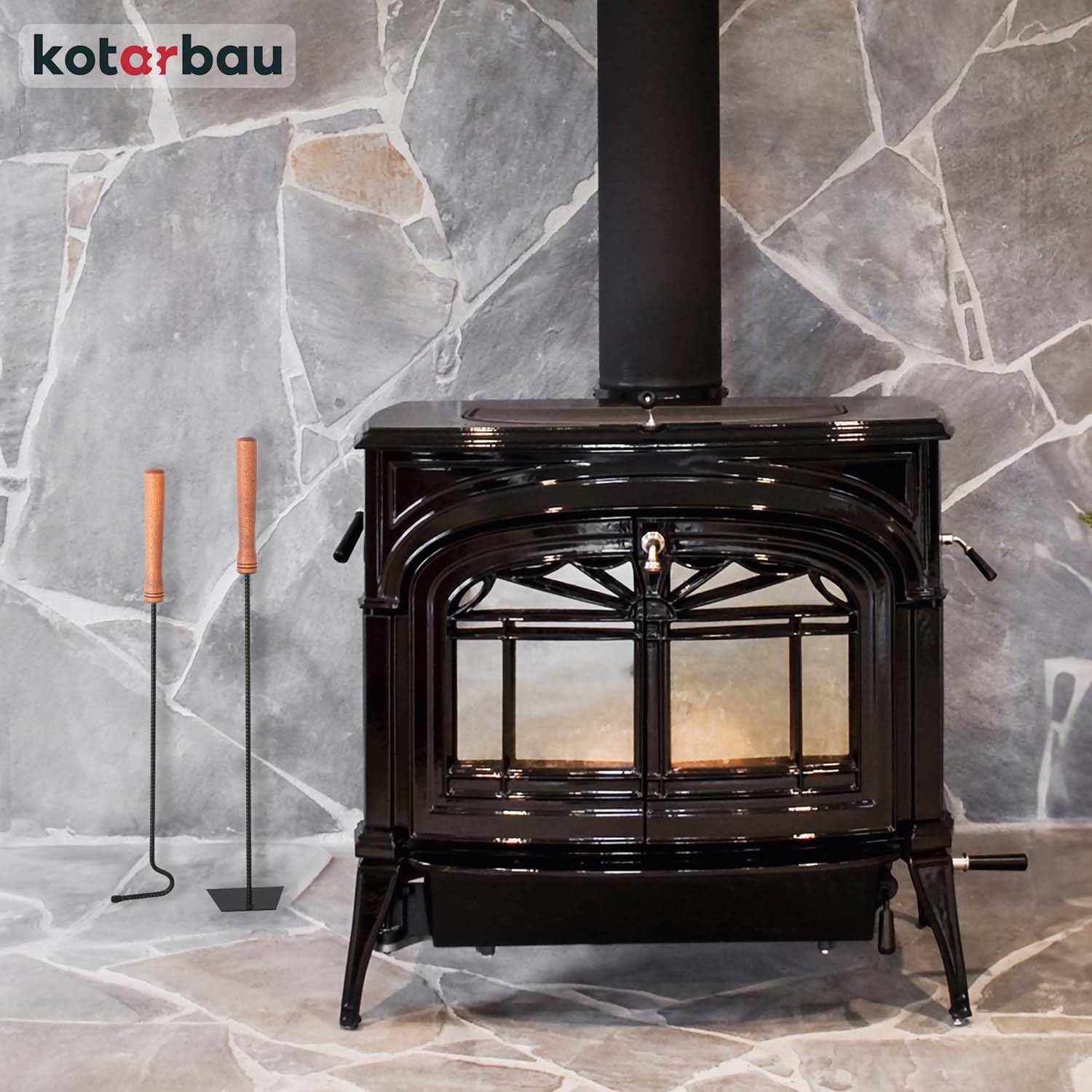 Image secondaire de KOTARBAU Racloir à Cendres et Tisonnier pour Cheminée et Poêle à Bois