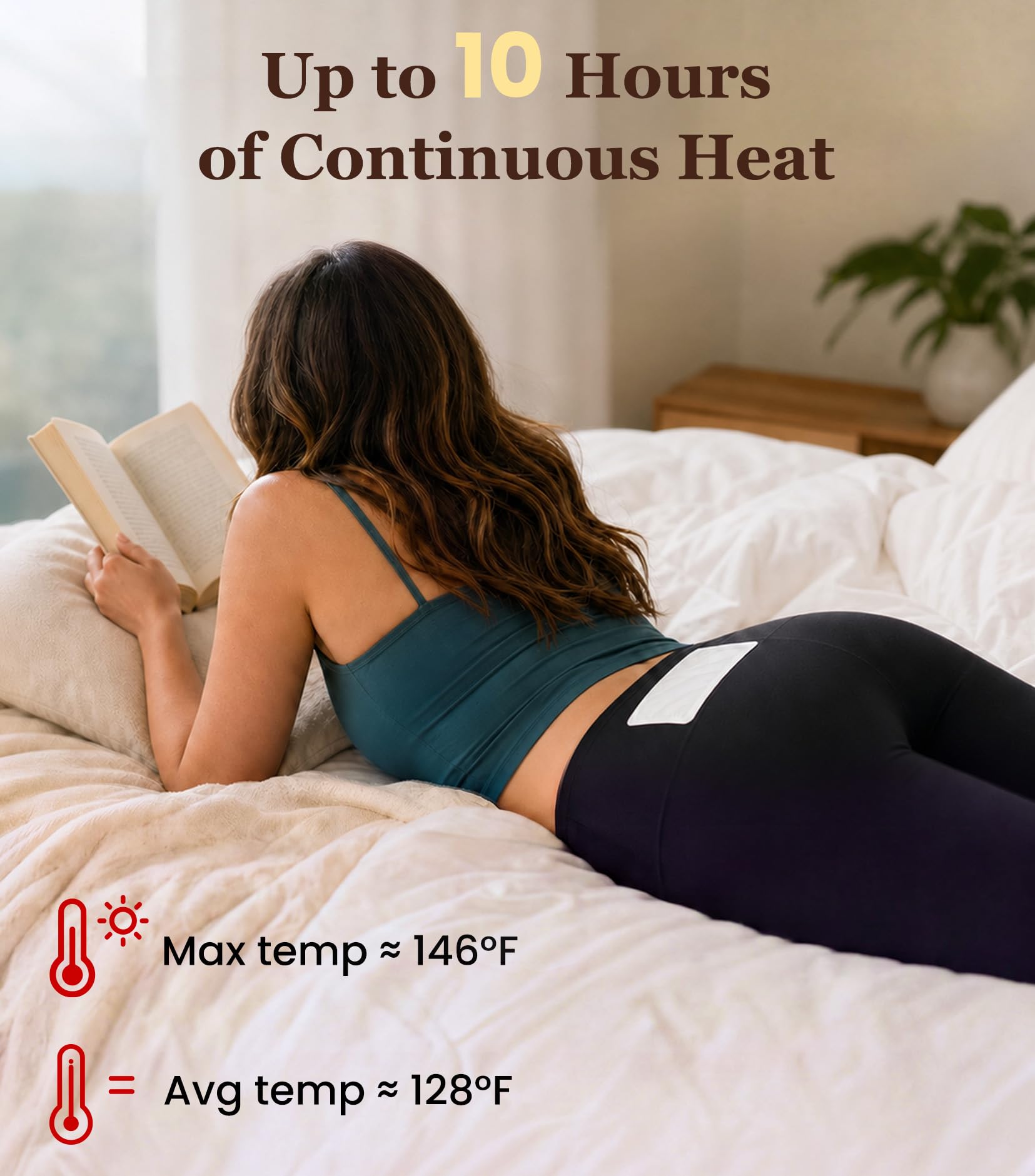 Portable Menstrual Pain Relief Heat Patch, Adhesive Heat Patches for Period Cramps and Backache Relief, Disposable Air Activated Body Warmers - Up to 10 Hours — Amazon image 4