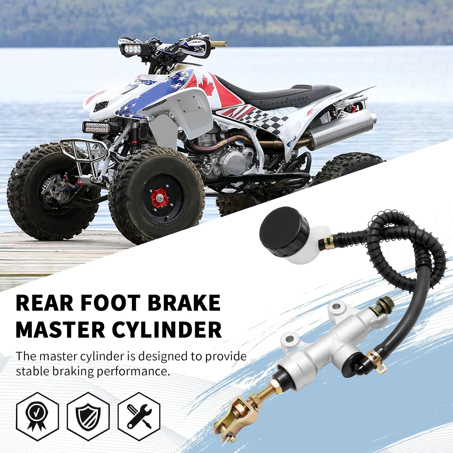 43510-HP1-305 Rear Foot Brake Master Cylinder, Replacement for Honda ATV TRX450ER 2006-2014 TRX450R 2004-2009, Replaces 43510-HP1-016 43510-HP1-006