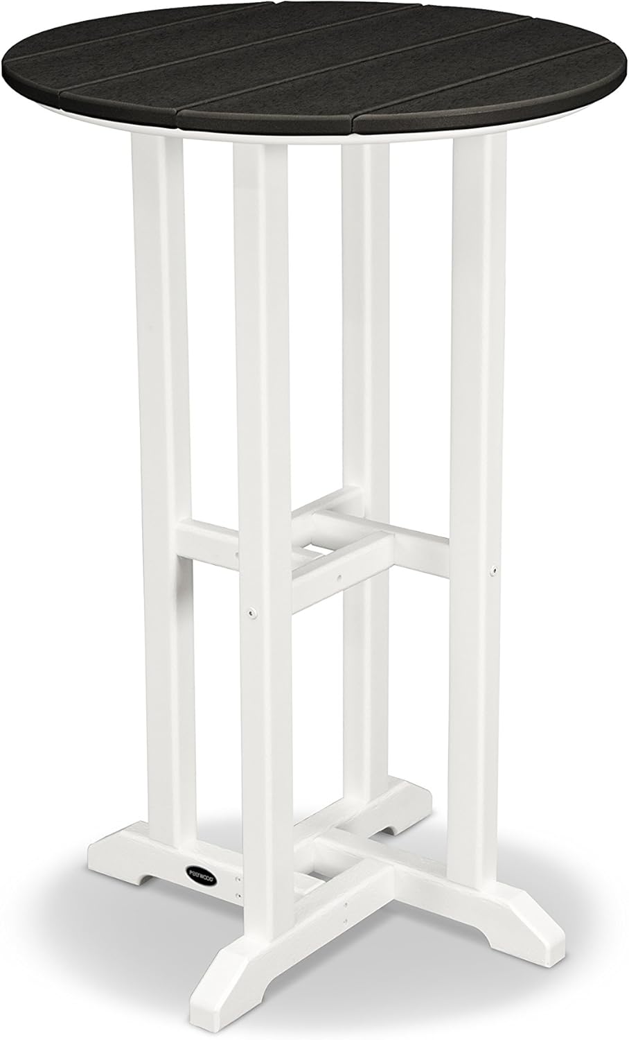 POLYWOOD RRT224FWHLE Contempo 24-Inch Round Counter Height Table, White Frame, Lemon