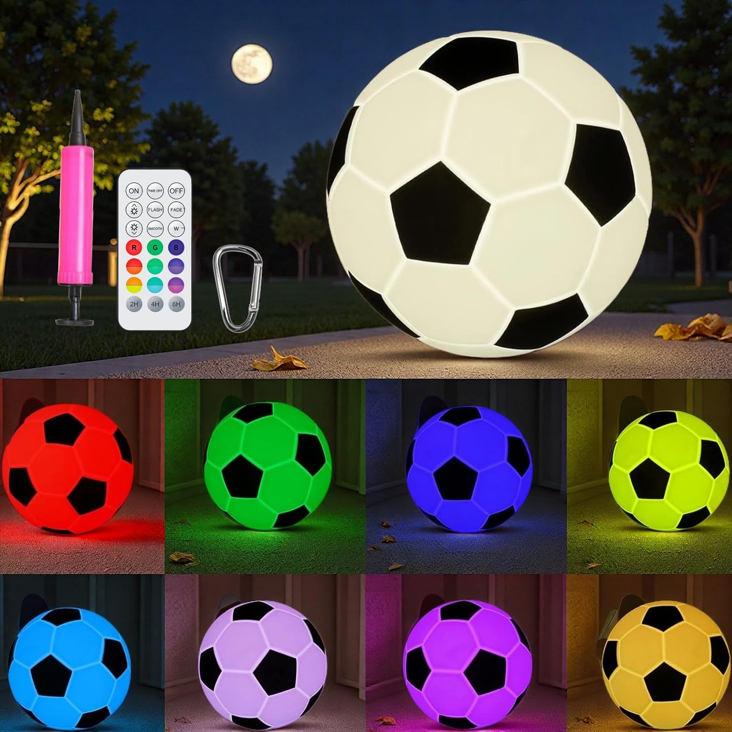 Photo 1 of Generic Solar LED Soccer Light, White with Black Pattern