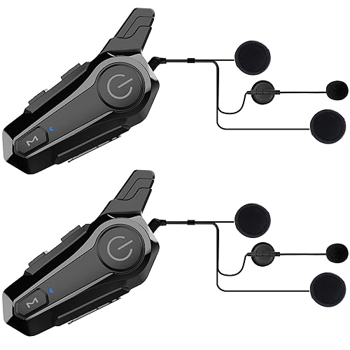 cepkquis Motorcycle Bluetooth Headset Wireless Helmet 2-Way 400M Intercom Headphone with CVC Noise Cancellation Stereo Music IPX6 Waterproof for Half/Open Face Helmet 2 Pack