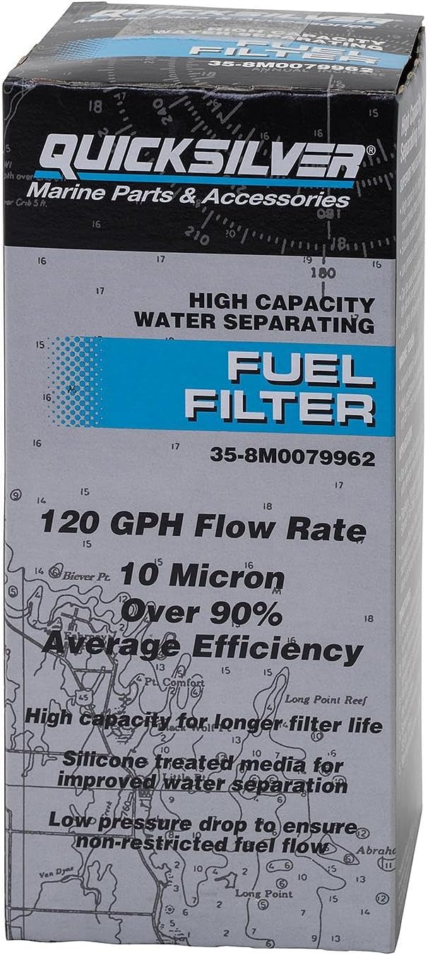 Quicksilver 8M0079962 High Capacity Water Separating Fuel Filter Element for Outboard or Sterndrive and Inboard Engines
