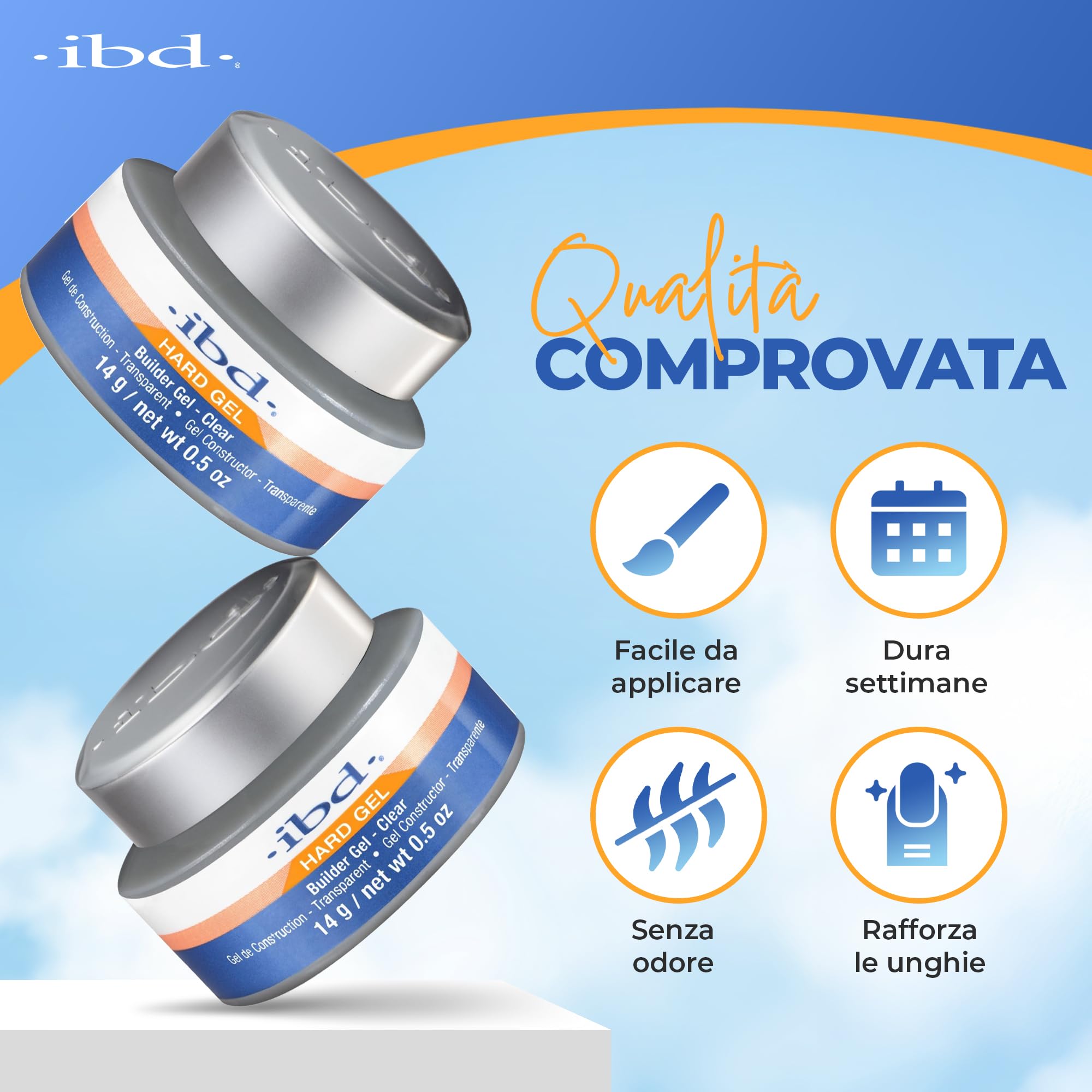 IBD Hard Gel - Gel costruttore trasparente, 14 g - MADE IN USA - Gel costruttore premium per unghie in gel