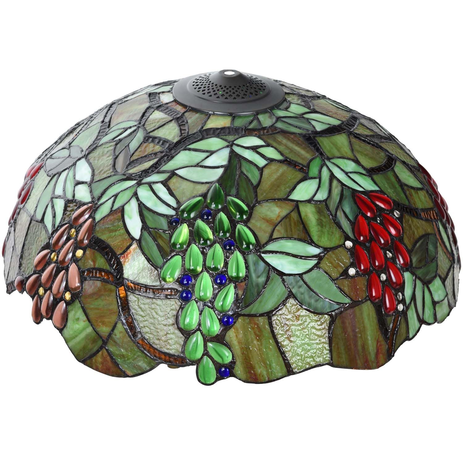 Bieye S10762 Grape Tiffany Style Stained Glass Lamp Shade for Home Decor, 18Wx9H