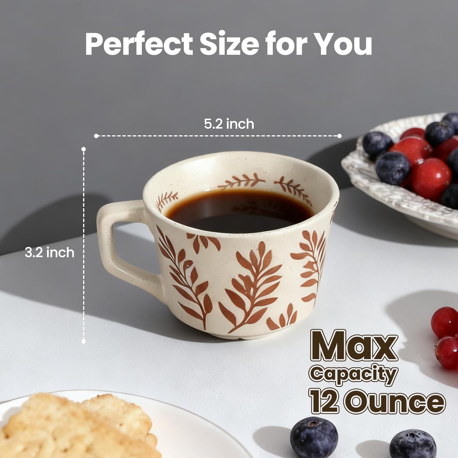 Ceramic Coffee Couple Mugs Set, 12 oz Coffee Mugs, Espresso Cups with Handles for Latte, Cappuccino, Espresso, Mocha, Dishwasher & Microwave Safe for Couples Gifts Set of 2 for Valentine’s Day - Image 6